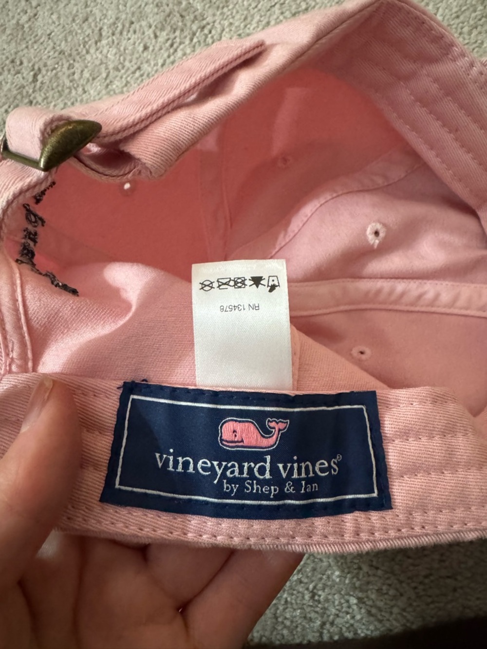 Vineyard Vines Pink Kids Baseball Cap with Whale Patch - Picture 5 of 6